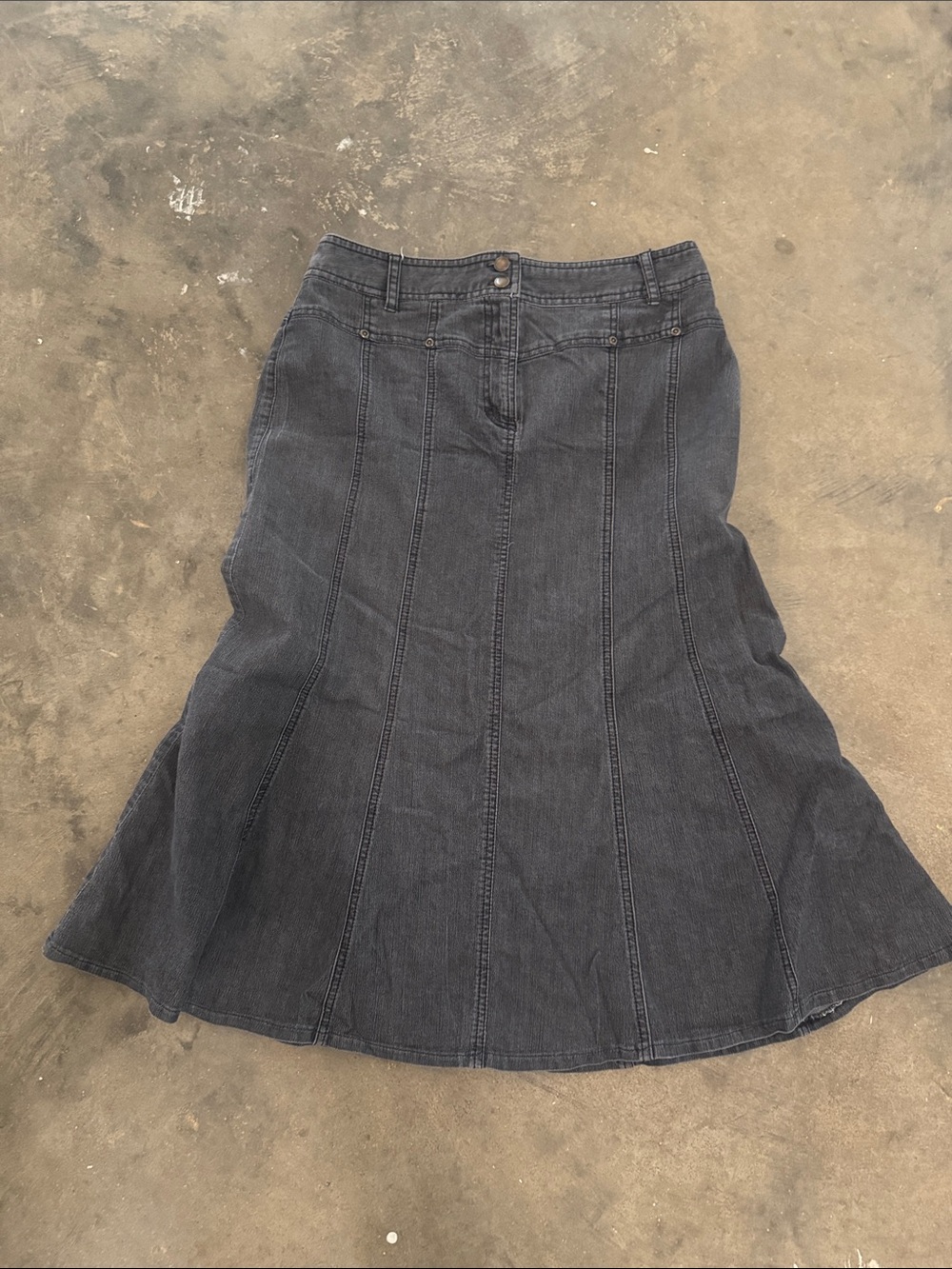 new directions Dark Gray A-Line Denim Skirt
